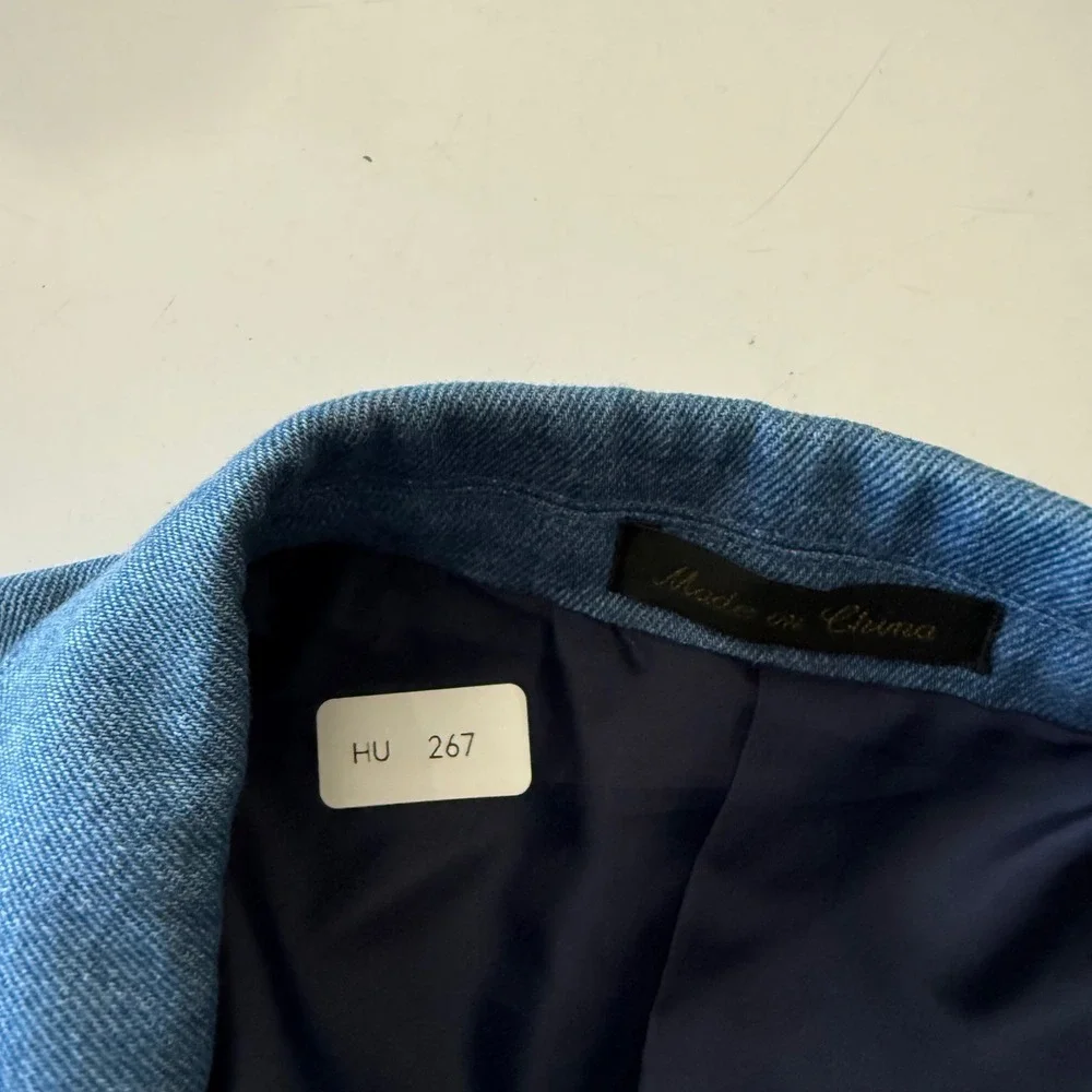 Circle S Dallas Texas Mens Blue Cotton Western Blazer Sport Coat 44R Denim Style